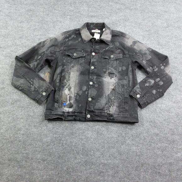 FWRD Denim Other - FWRD Denim Jacket Mens XL Black Biker Collared Pockets Stretch Button Tags NWT